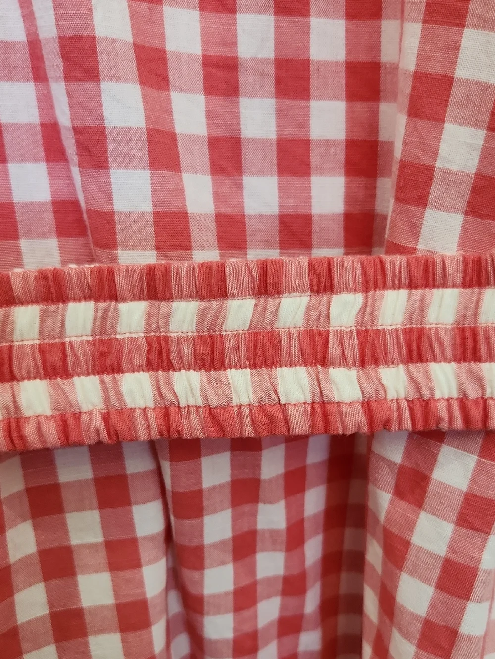 L/XL Pehr 100% Cotton Red And White Gingham Dress With Tie - Picture 5 of 6